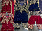 Pack of 2 Velvet Embroidery 3pcs Suits  💖
