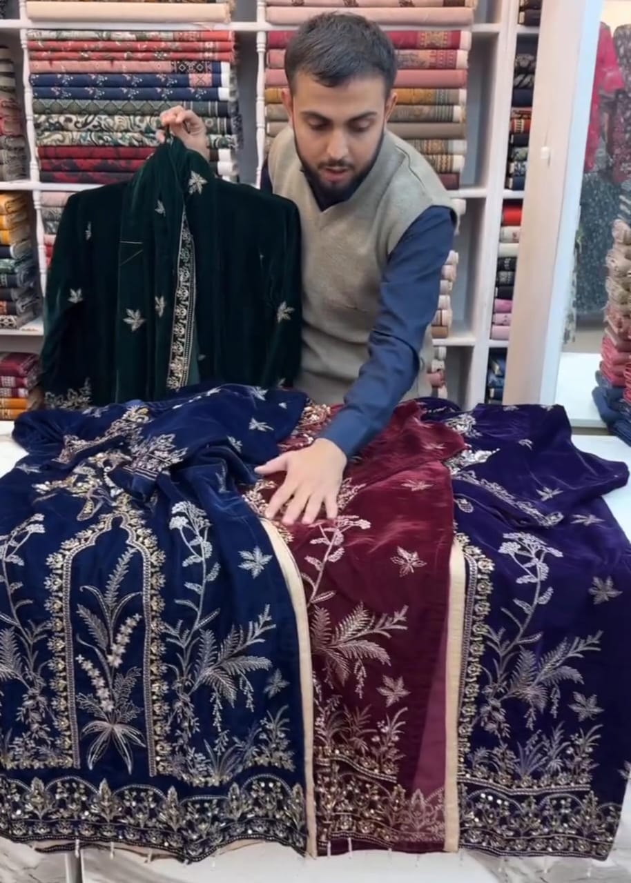 Velvet Embroidery 3-Piece Suit for Women ✨