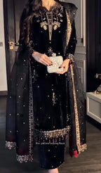 Velvet Embroidery 3pcs Suit for Women ✨