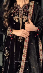 Velvet Embroidery 3pcs Suit for Women ✨