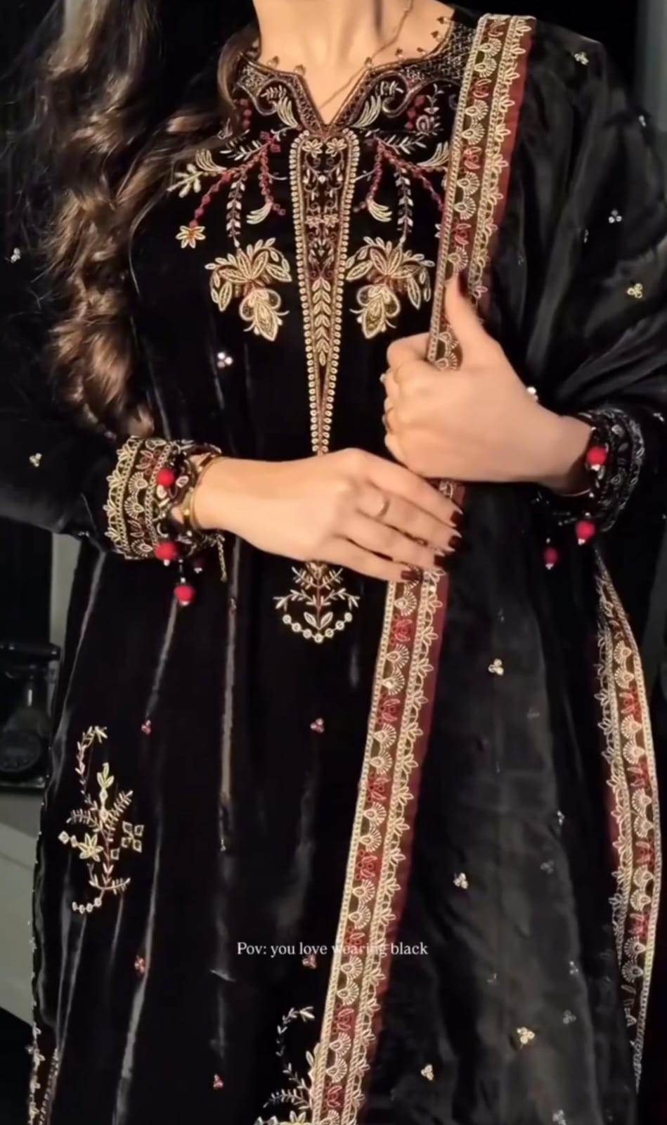 Velvet Embroidery 3pcs Suit for Women ✨