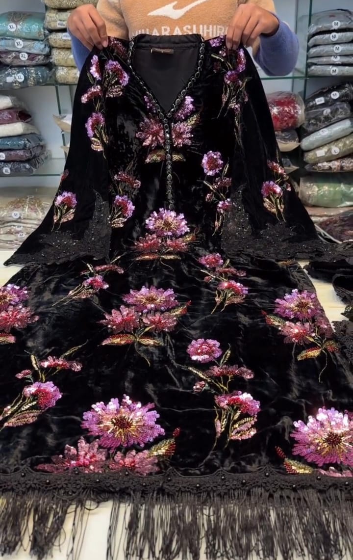 Velvet Embroidery 3pcs Suit for Women ✨