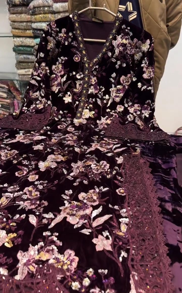 Velvet Embroidery 3pcs Suit for Women ✨