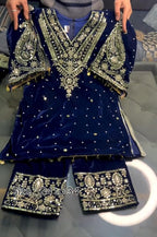 Pack of 2 Velvet Embroidery 3pcs Suits  💖