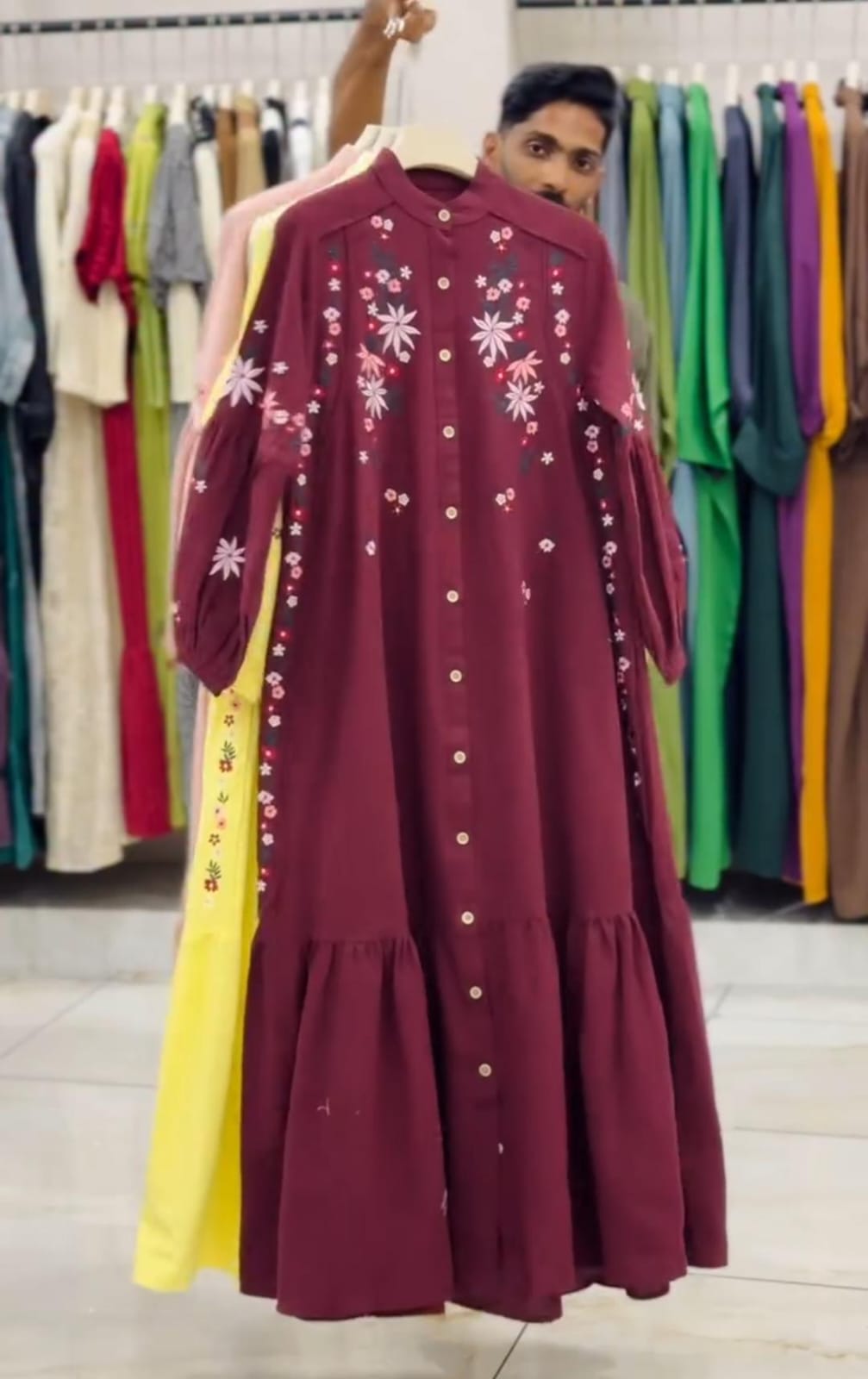 Buy 1 Get 1 Free Embroidered Frock for Women