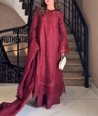 Premium Embroidery 3pcs Suit For Women ✨