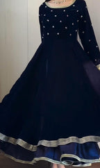 Velvet Embroidery 3pcs Frock for Women ✨