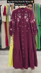 Buy 1 Get 1 Free Embroidered Frock for Women
