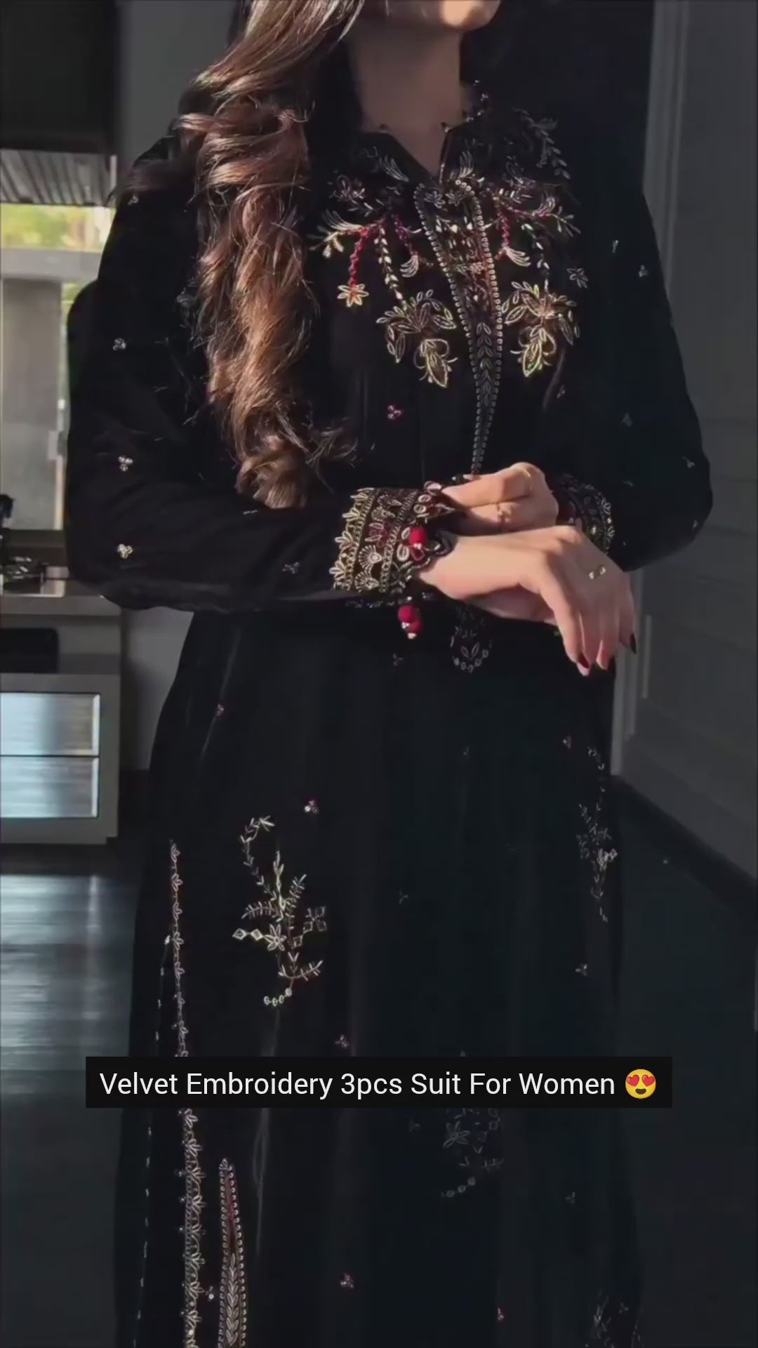 Velvet Embroidery 3pcs Suit for Women ✨