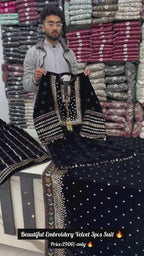 Premium Velvet Embroidery 3-Piece Suit ✨